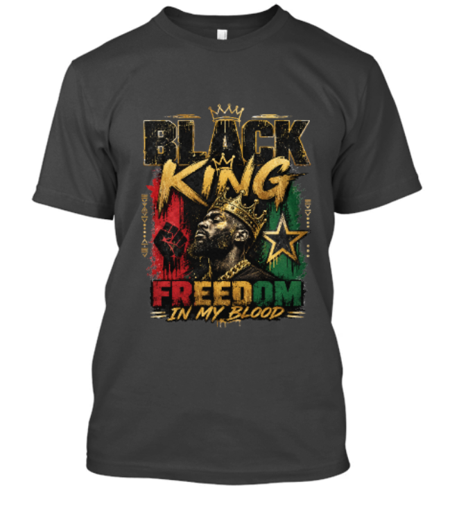 Black King Freedom in My Blood Adult Tee - Image 4