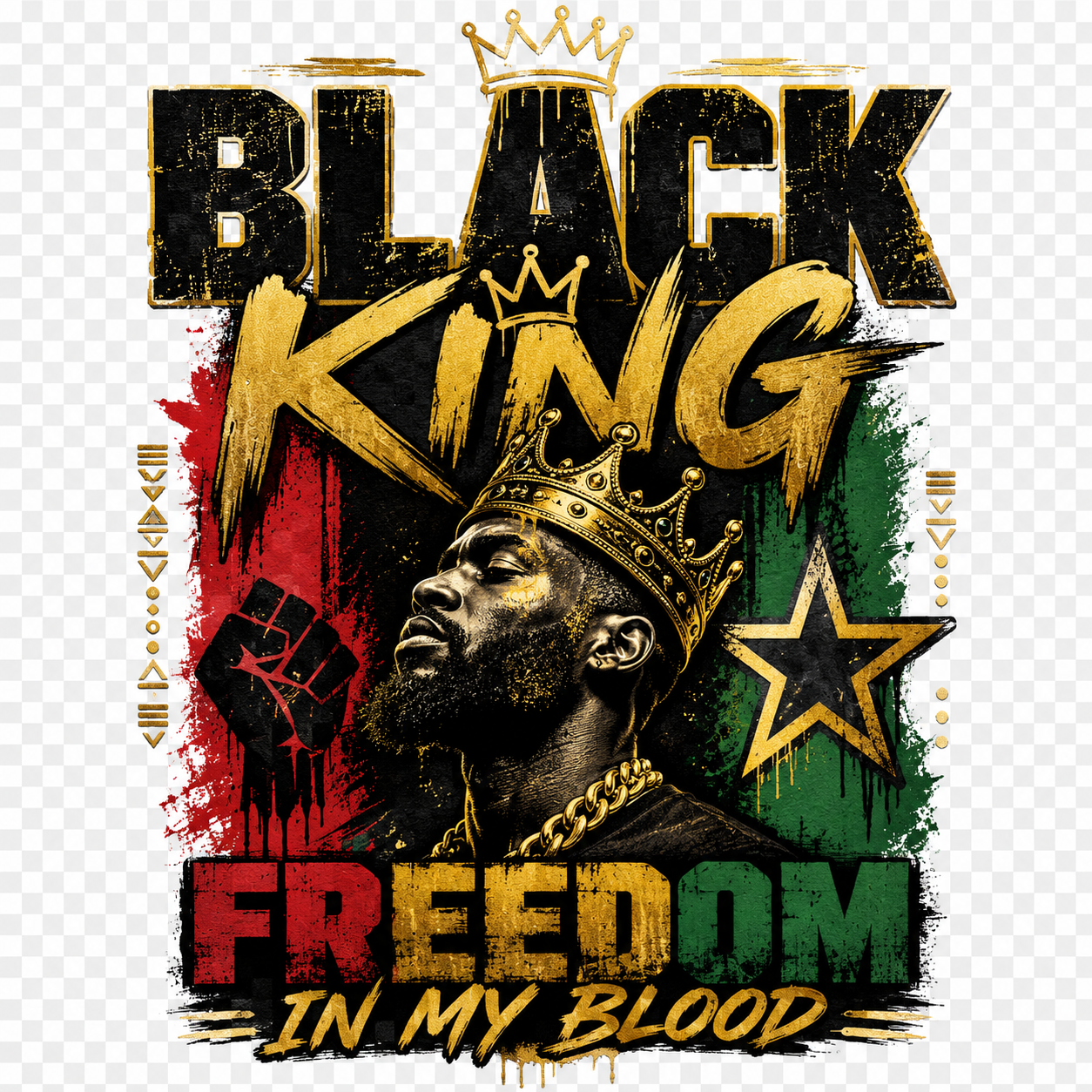 Black King Freedom in My Blood Adult Tee