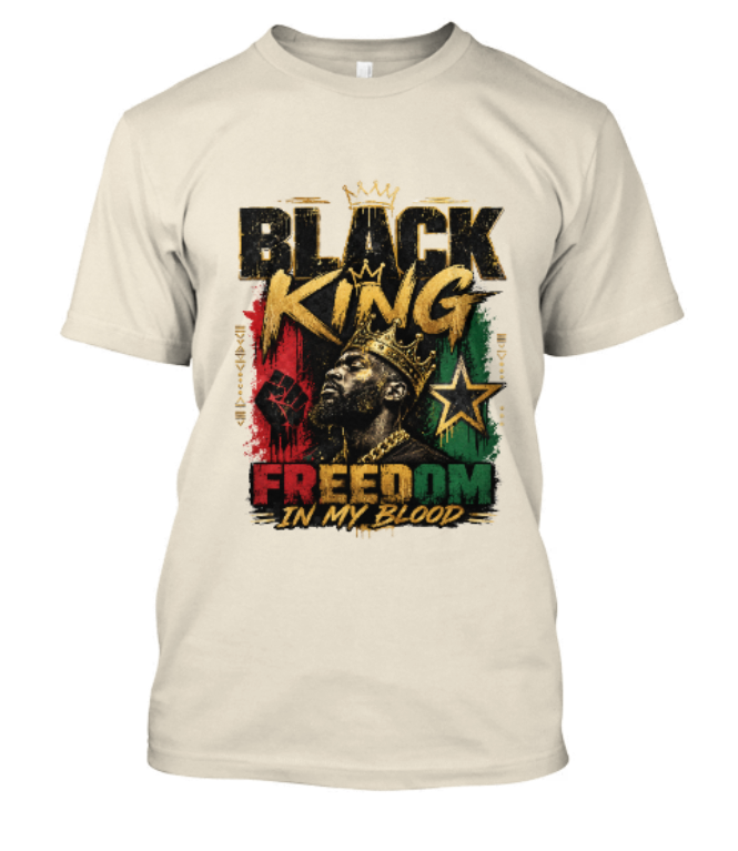 Black King Freedom in My Blood Adult Tee - Image 3