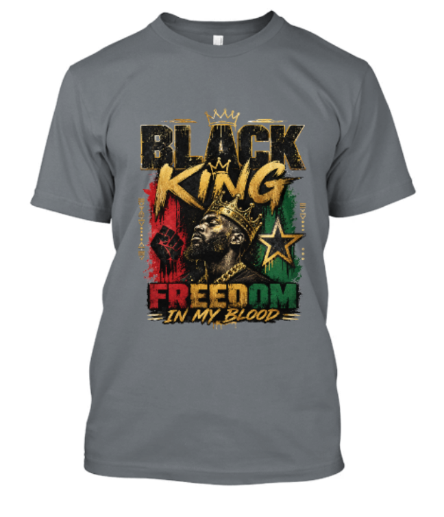 Black King Freedom in My Blood Adult Tee - Image 5