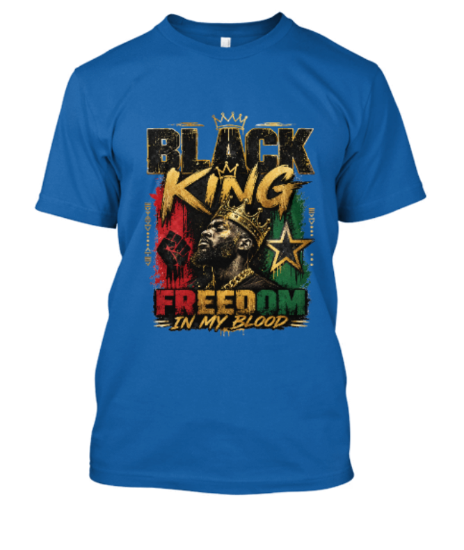 Black King Freedom in My Blood Adult Tee - Image 6